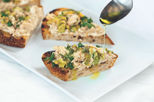 Tuna Crostini with Lemon-Garlic Aioli