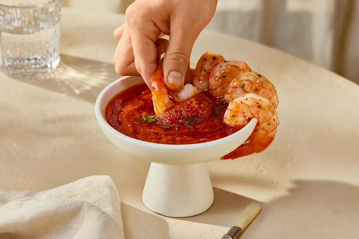 Poached Shrimp with Calabrian Chili Cocktail Sauce