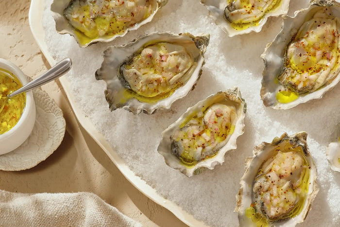 Oysters with Juniper Horseradish Mignonette
