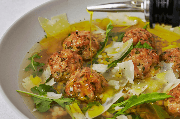 Italian Wedding Soup with Lemongrass & Basil Olive Oil